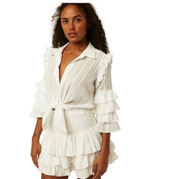 MISA Agnes Smocked Tiered mini skirt in XS . NWT - Picture 1 of 10
